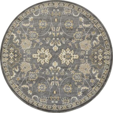 ART CARPET 8 Ft. Arbor Collection Bouquet Woven Round Area Rug, Gray 21308
